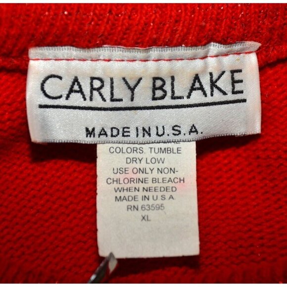 Vintage Carly Blake Ladies XL Christmas Red Sparkly Pullover Sweater Holidays - Picture 6 of 8